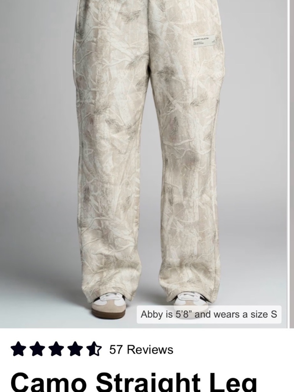 Camo Straight Leg Pants — Silver Birch XS